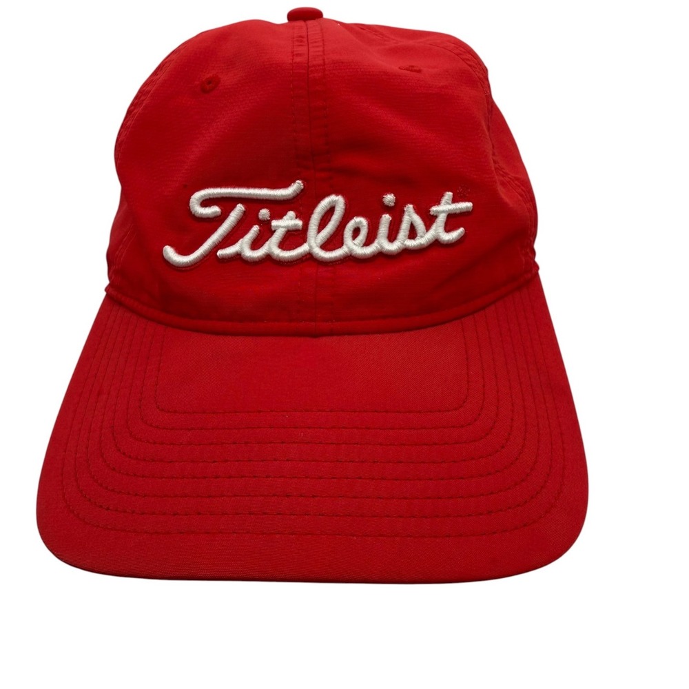 Titleist Red Golf Hat Mens Adjustable Performance Strapback Embroidered Cap